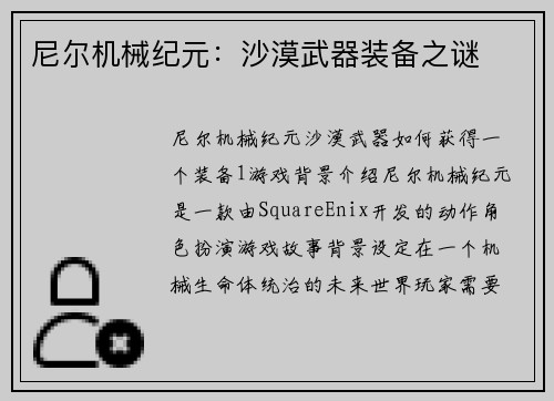 尼尔机械纪元：沙漠武器装备之谜